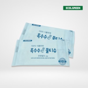 [에콜그린] 100% 식물유래 옥수수콘 물티슈 판촉용 대용량 (1box 4,000매)